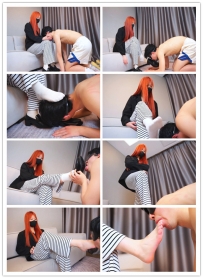 【栗子sama】视觉剥夺的修勾，被主人狠狠用脚捉弄