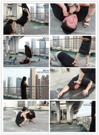 【艾彩原创】小主天台刺激调教