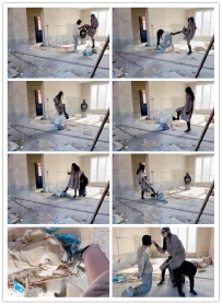 沅芷 毛坯房内玩双狗