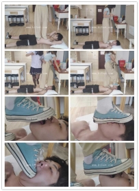 【00后小彤】脏帆布鞋全体重踩18岁毯子，插嘴