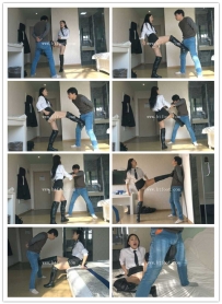 小姐姐厚重长靴硬核踢裆防身术练习