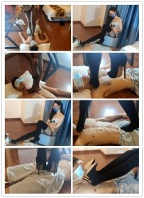 小鱼姐姐黑丝大长腿高跟靴子全体重踩脖子，全身