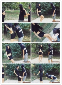 【艾彩原创】绝美静茹双女王户外调教狗狗