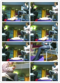 【艾彩原创】可爱双小主踩裆闻黑丝玉足