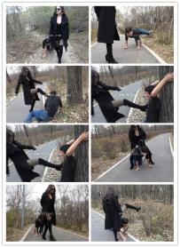 【艾彩原创】【冷柔】公园暴踢老贱狗，暴力耳光