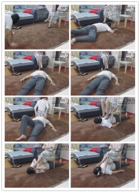 【艾彩原创】梦梦小主碎花长裙高跟鞋脚虐被虐熊