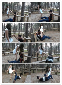 【艾彩原创】冷柔女王郊外调教流浪狗