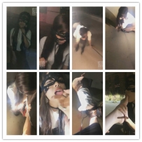 『艾彩原创』妆主大人 户外玩母狗跪舔偶遇路人